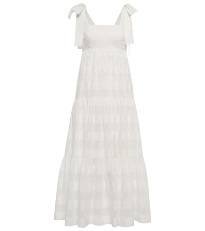 Zimmermann Rosa棉质与真丝加长连衣裙 In White