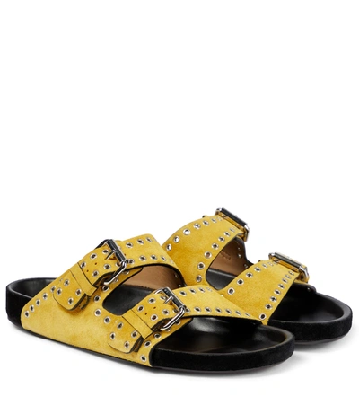 Isabel Marant Yellow Lennyo Studded Suede Sandals In Giallo