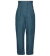 ISABEL MARANT ÉTOILE ROWINA HIGH-RISE TAPERED COTTON PANTS