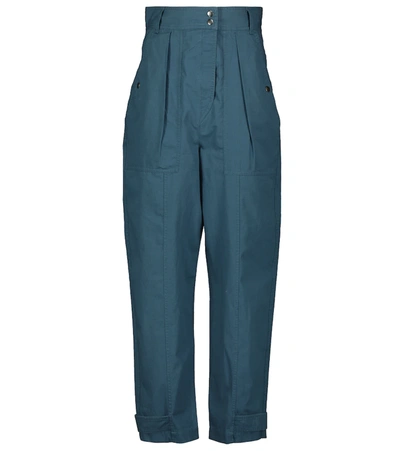 Isabel Marant Étoile Rowina High-rise Tapered Cotton Pants In Green