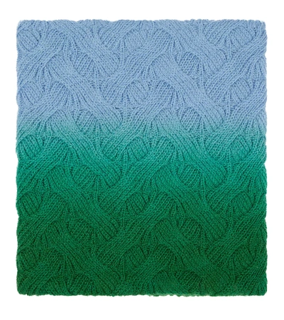Jw Anderson Dégrade Cable-knit Merino Wool Snood In Green Blue