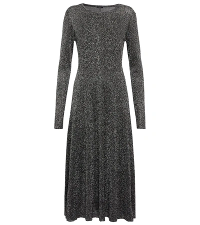 Joseph Womens Anthracite Diva Metallic Knitted Midi Dress L In Black