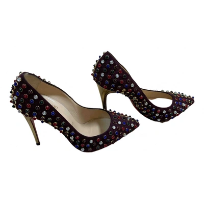 Pre-owned Christian Louboutin Anjalina Heels In Burgundy