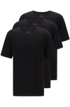 Hugo Boss Three Pack Of Crew Neck Bodywear T Shirts In Cotton In Black