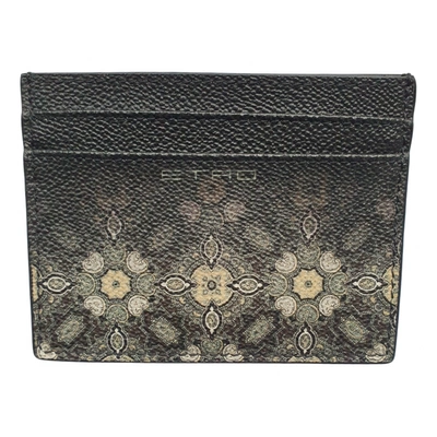 Pre-owned Etro Leather Card Wallet In Black