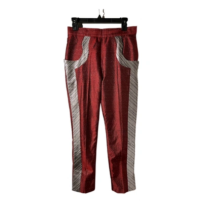 Pre-owned Vivienne Westwood Silk Slim Pants In Red