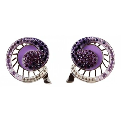 Pre-owned Swarovski Crystal Earrings In Purple
