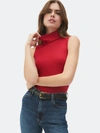 Michael Stars Hillary Ribbed Turtleneck Tank In Red