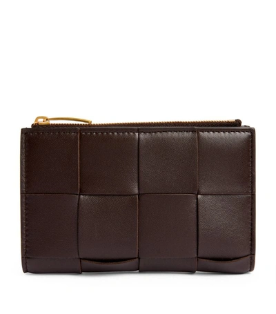Bottega Veneta Leather Intrecciato Bifold Wallet In Brown