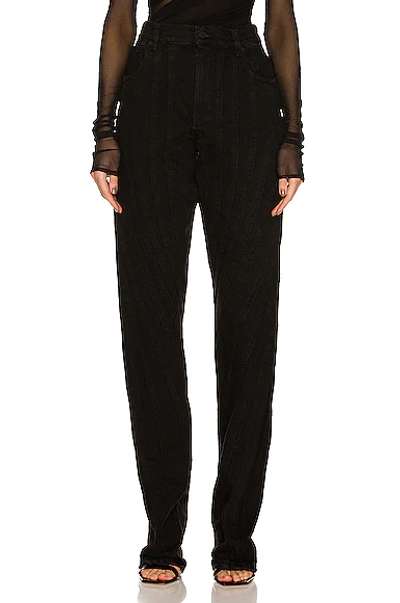 Mugler Low Waisted Spiral Jean In Black Black