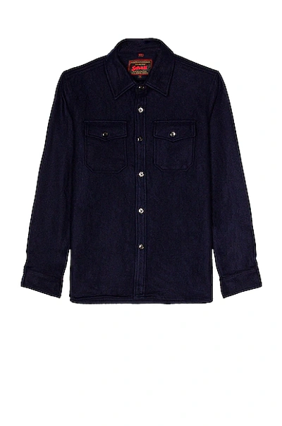 Schott Cpo Wool Shirt In Blue