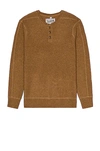 Schott Button Henley Sweater In Camel