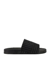 Bottega Veneta Carpet Embossed Rubber Slides In Black