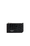 Saint Laurent Zipped Fragments Credit Card Case In Noir