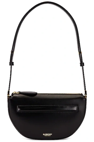 Burberry Medium Leather Olympia Shoulder Bag In Black