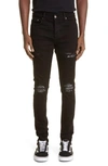 Amiri Mx1 Skinny-fit Panelled Distressed Jeans In Black Od