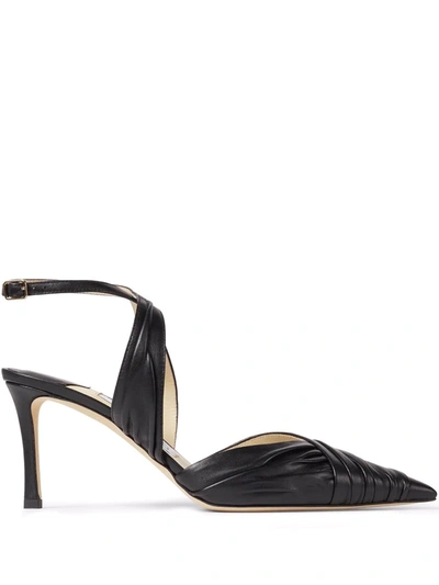 Jimmy Choo Basil 75 Slingback Leather Heeled Courts In Black