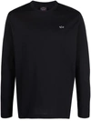 Paul & Shark Embroidered-logo Long-sleeve T-shirt In Schwarz