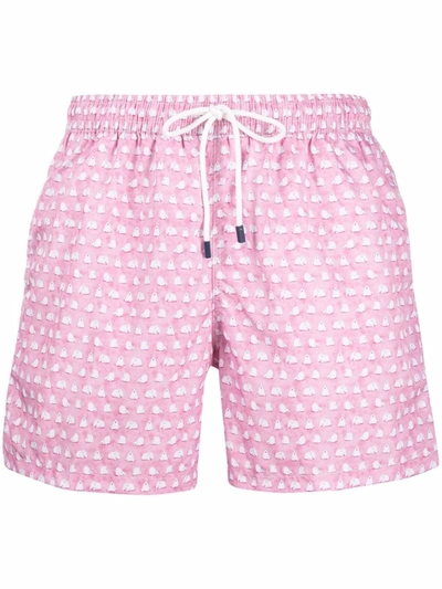 Fedeli Polar Bear-print Swim Shorts In Rosa