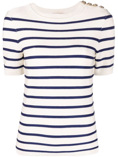 Zimmermann Short-sleeve Knitted Top In Weiss