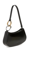 Staud Ollie Polished Leather Top Handle Bag In Black