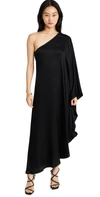 L Agence Selena Asymmetric Satin Dress In Black