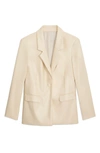 Weworewhat Faux Leather One Button Notch Lapel Blazer In Ivory