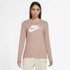 Nike Sportswear Women's Long-sleeve T-shirt In Rose Whisper,white