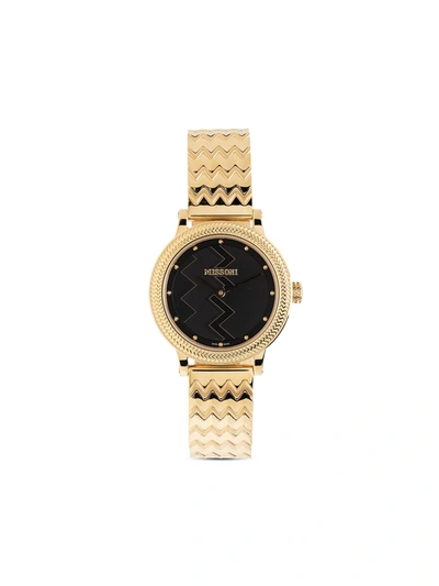 Missoni Chevron Ip Champagne 35mm Bracelet Watch In Black/champagne