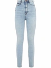 PHILIPP PLEIN SKULL-EMBROIDERED HIGH-WAISTED JEANS