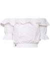 Philipp Plein Off-shoulder Lace Blouse In White