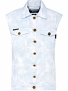 Philipp Plein Bleach-effect Denim Vest In Blue
