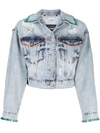 Philipp Plein Crystal-embellished Distressed Denim Jacket In Blue