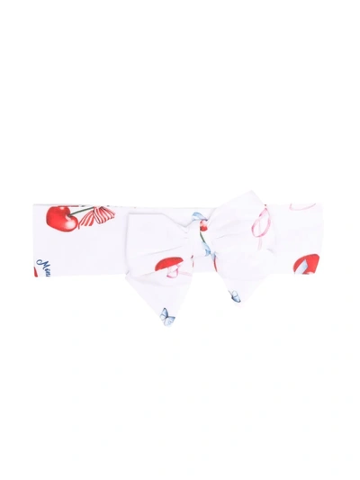 Monnalisa Babies' Patterned Bow Detail Headband In White