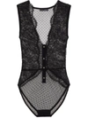 Dolce & Gabbana Lace-trim Bodysuit In Black