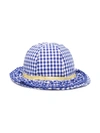 MONNALISA BOW-DETAIL CHECKERED SUN HAT