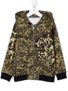 Givenchy Leopard Print Hooded Track Jacket In Green