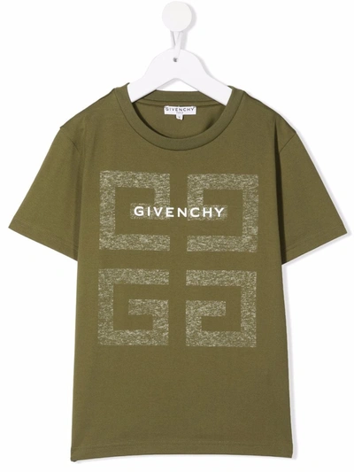 Givenchy Kids' Boy's Short-sleeve T-shirt With 4g Logo On Front In Green
