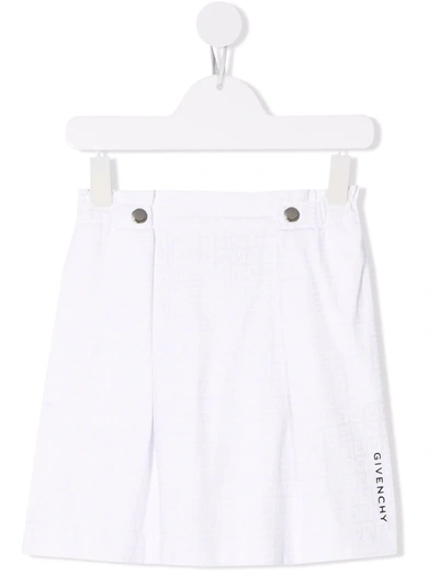 Givenchy Kids' 4g-print Pleated Skirt In White