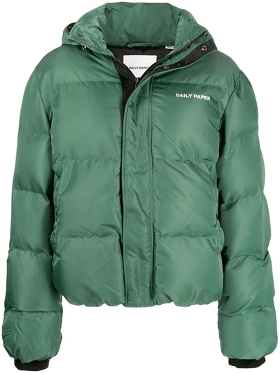 Daily Paper Logo-print Puffer Jacket In Green