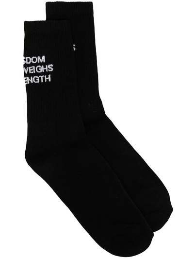 Daily Paper Slogan-print Socks In Black