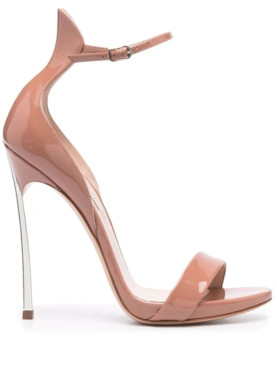 Casadei Blade Patent-leather Sandals In Pink