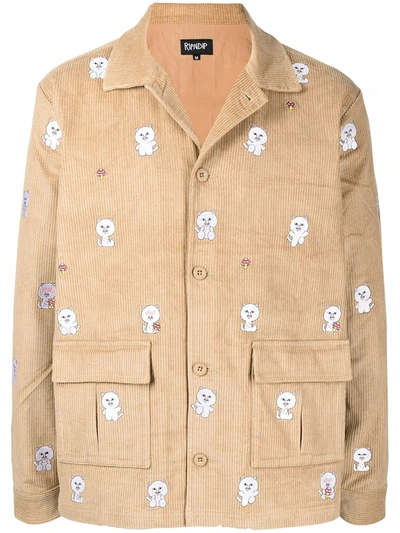 Ripndip Cat-print Corduroy Jacket In Brown