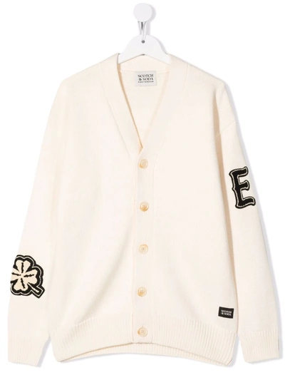Scotch & Soda Teen Applique Detail Cardigan In Neutrals