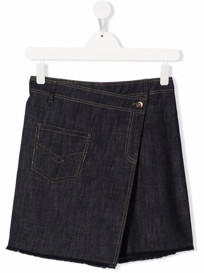 Brunello Cucinelli Teen Denim Layered Shorts In Blue