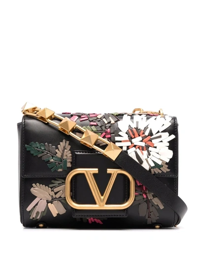 Valentino Garavani Stud Sign Embroidered Floral Shoulder Bag In Multicolor