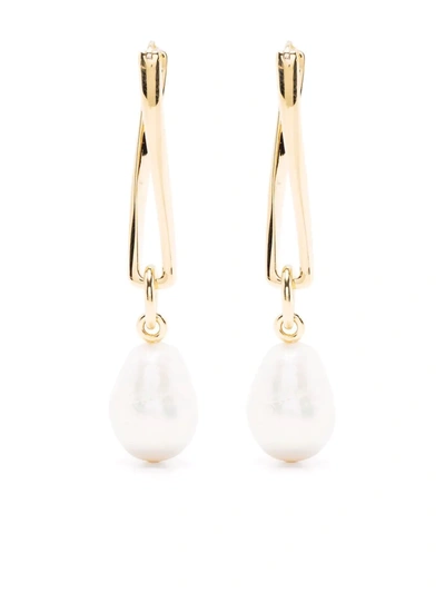 Missoma Baroque Pearl-twist Drop Earrings In Gold