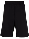 Alexander Mcqueen Logo Tape Cotton Sweat Shorts In Black