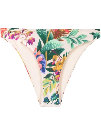 Zimmermann Floral-print Bikini Bottoms In Beige