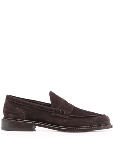 Tricker's Almond-toe Leather Loafers In Brown